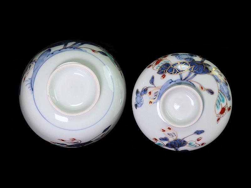 古伊万里 染錦 河骨(こうほね)紋の図 蓋茶碗 D416AS-fbpd - メルカリ