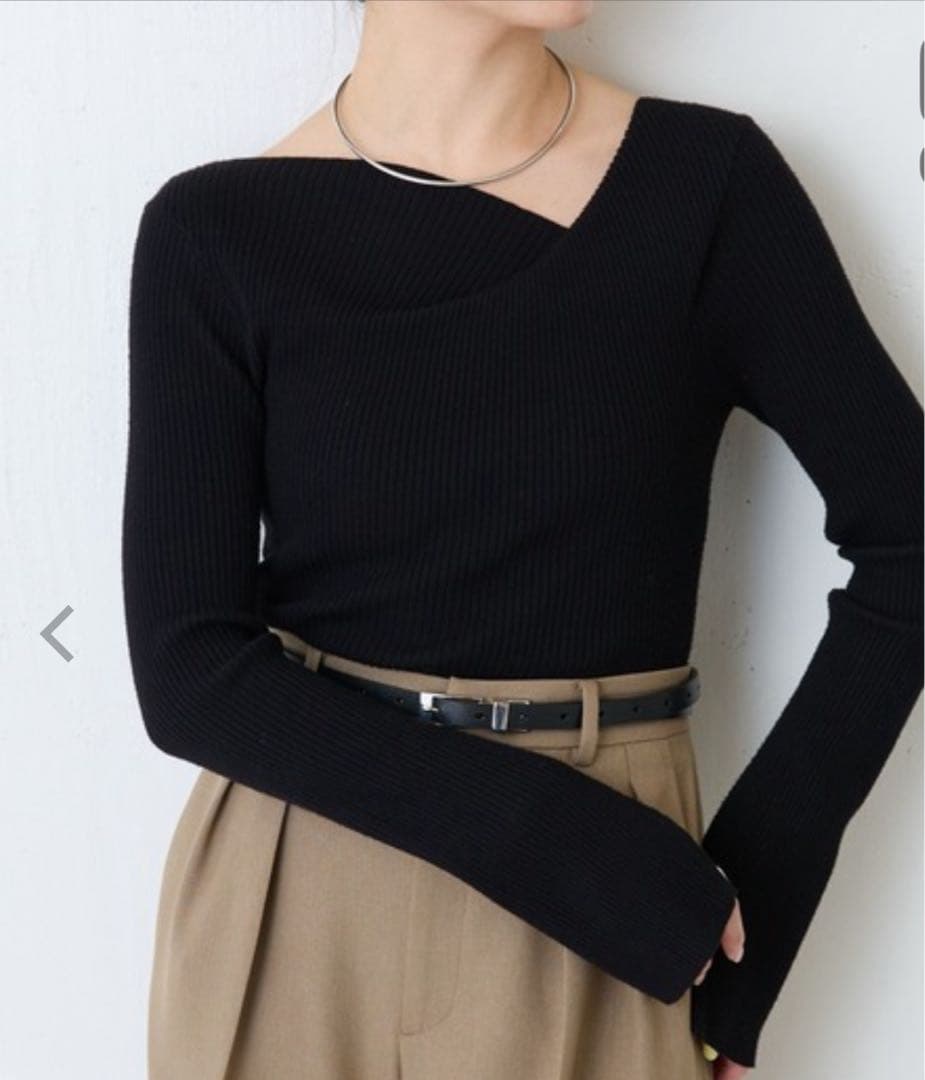 collage ニット デザインネックリブニット レディー 黒 SIZE COLLAGE GALLARDAGALANTE