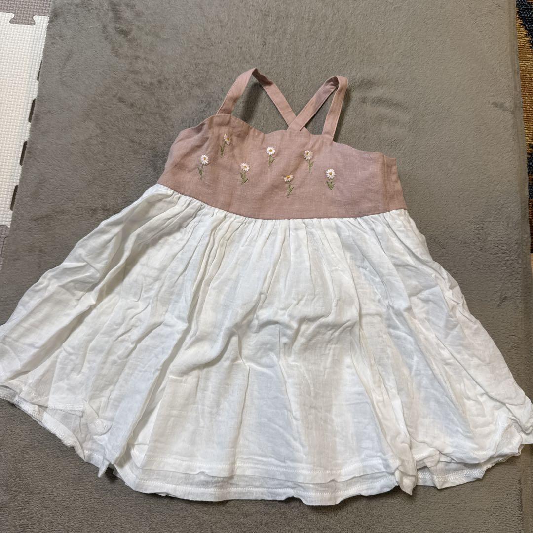 10mois ノースリーブ花刺繍ワンピース