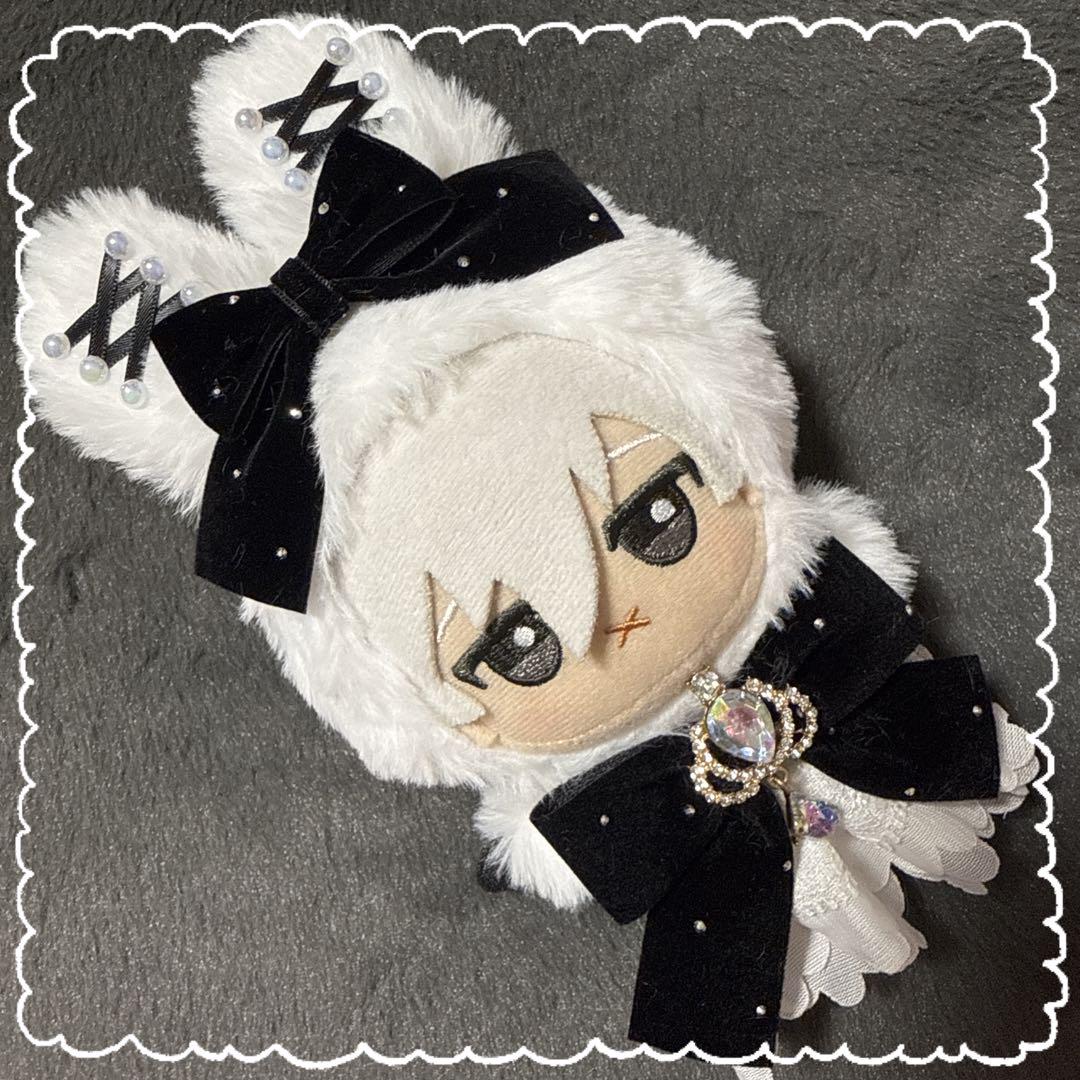 【303】ちびぐるみ　ぬい服　着ぐるみ　黒ドレスリボン ねこ&うさぎSET