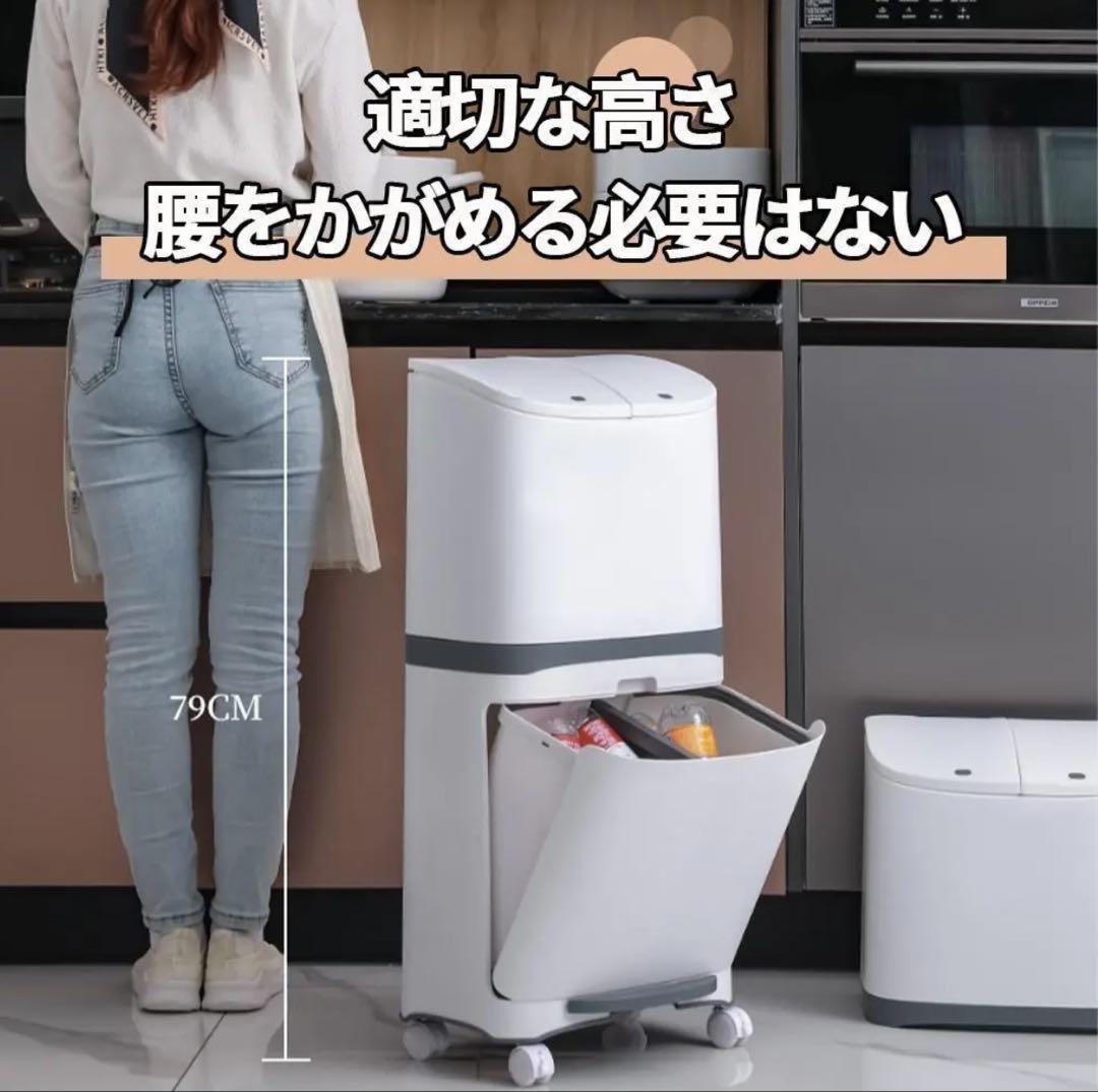 ゴミ箱　おしゃれ 分別ごみ箱 分別2段 省スペース 45リットル 大容量