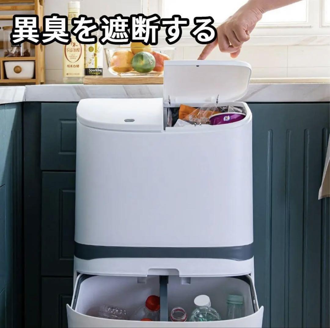 ゴミ箱　おしゃれ 分別ごみ箱 分別2段 省スペース 45リットル 大容量