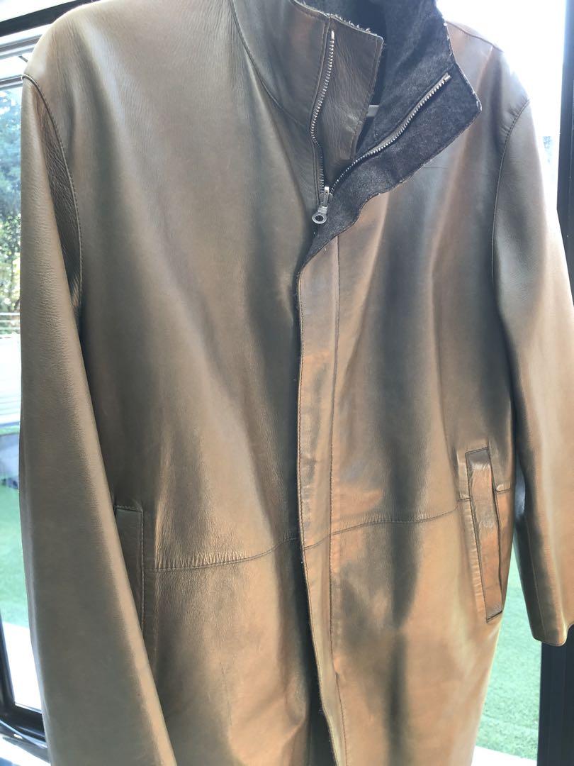 レクレルール　パリ　レザーコート　ジャケット　カーキ　46 肩幅48 着丈85