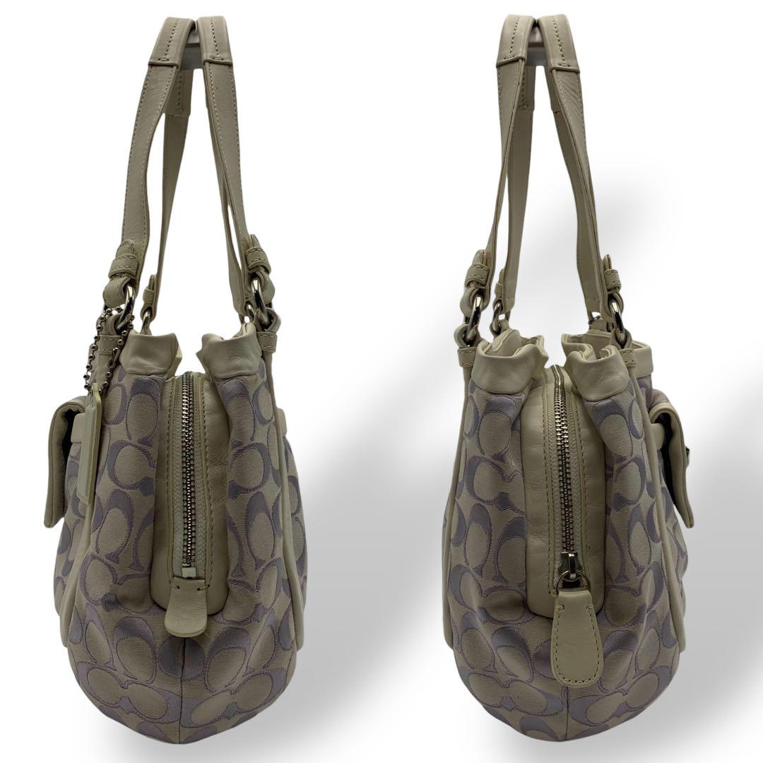 【良品】 COACH コーチ ハンドバッグ キャンバス シグネチャー