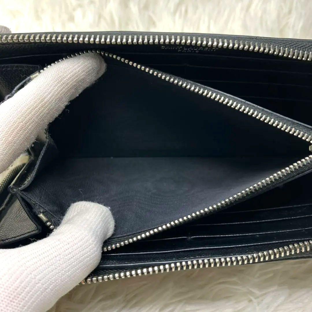 極美品✨サンローラン 長財布 ラウンド ブラック キャビアスキン YSL
