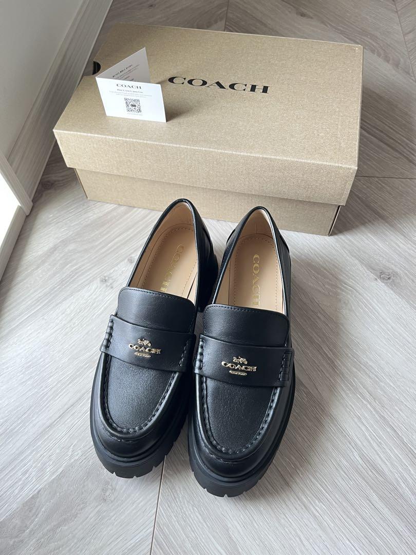 未使用品⚪︎COACH⚪︎ブラックレザー ルーシー ローファー 厚底