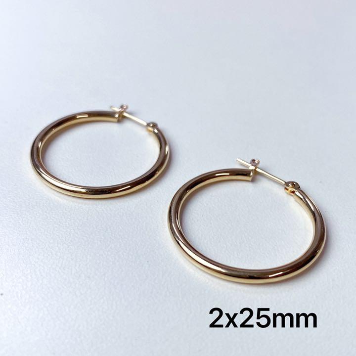 すので K18 フープピアス ゴールド リングピアス 2x50mm ペア 18K 新品 割引通販売 K18 フープピアス ゴールド リングピアス 2x50mm ペア 18K 新品 ピアス(両耳用)