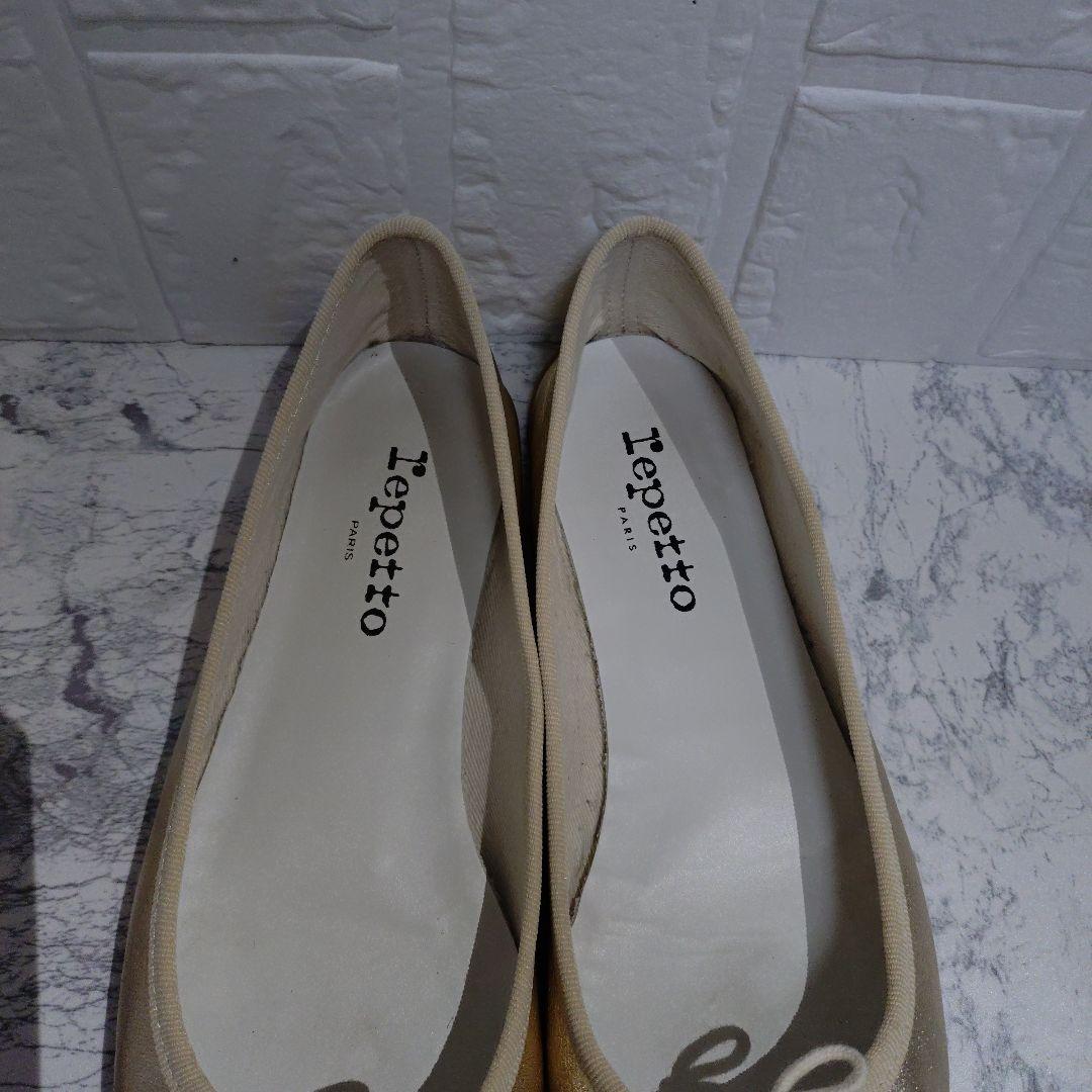 Repetto ゴールド バレエシューズ Repetto 】ゴールド バレエシューズ フラットシューズ - メルカリ
