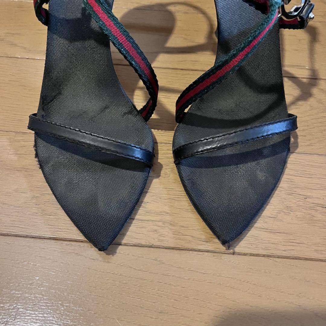 GUCCI グッチ ストラップサンダル 黒 ブラック ヒール 10cm