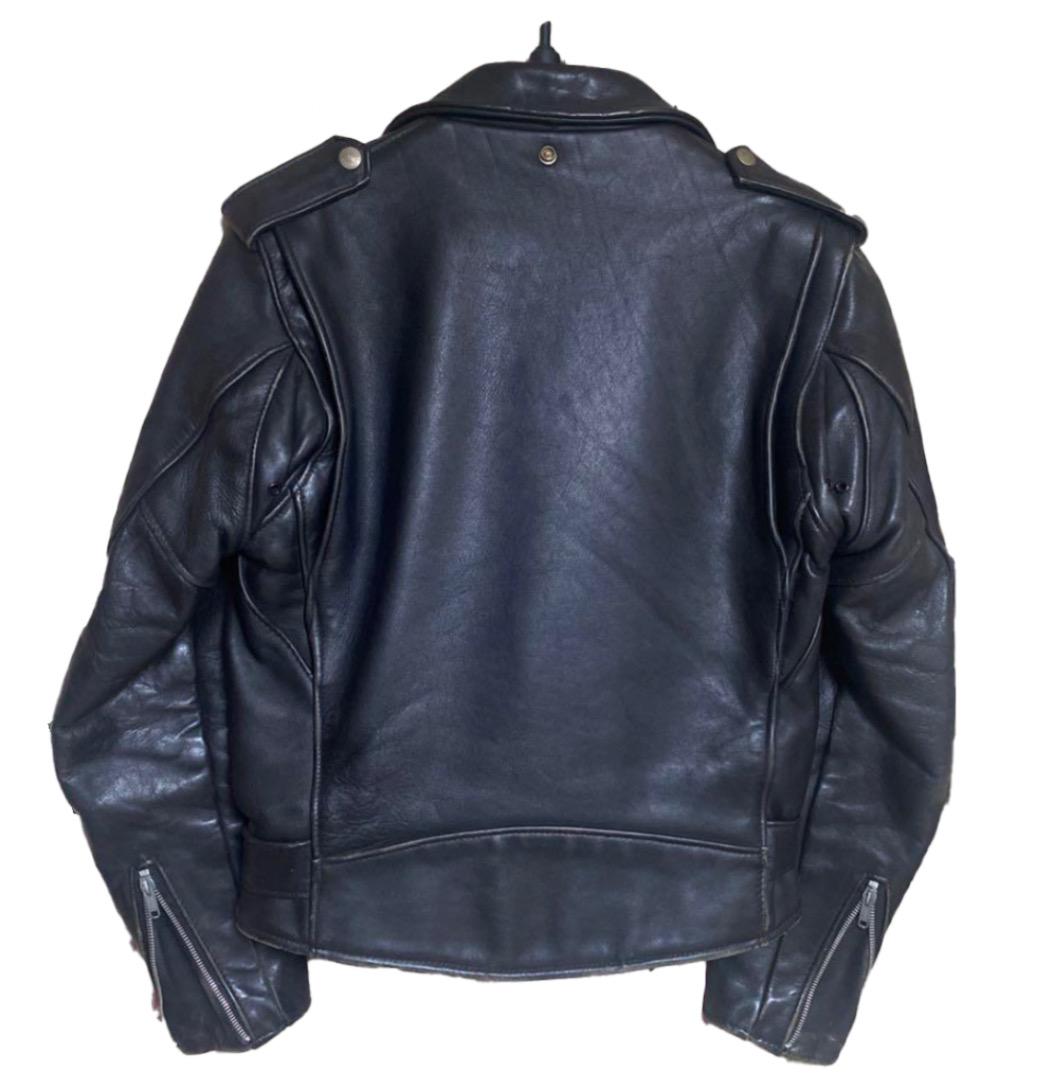 Schott ライダースジャケット 36 ブラック made in USA schott 本革レザーライダースジャケット36ダブルUSA製メンズ黒