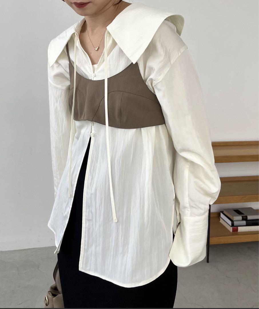 【新品】CAPRICIEUX LE'MAGE ビスチェ付BIG襟シャツ