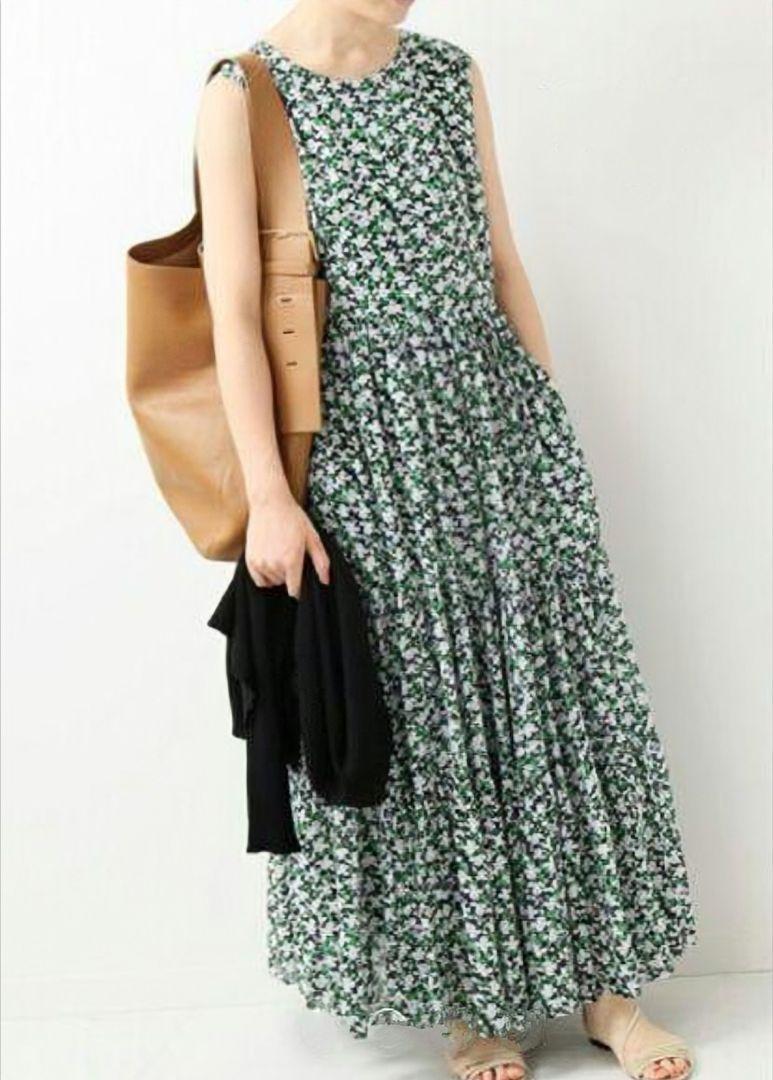 ★新品★IENA♥コットンボイルフラワーノースリーブワンピース