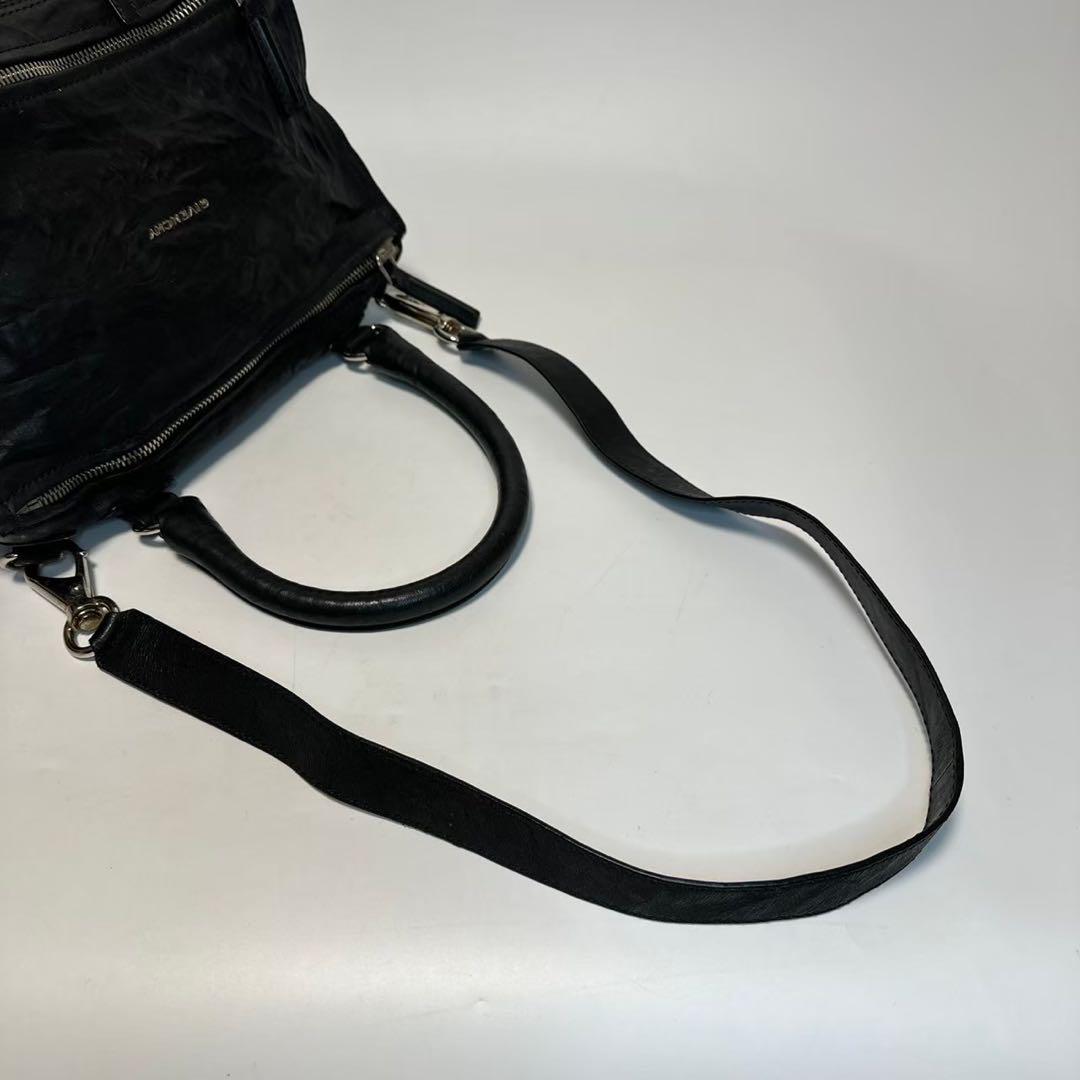 p23【極美品】ジバンシー パンドラ ブラック レザーシワ加工2way