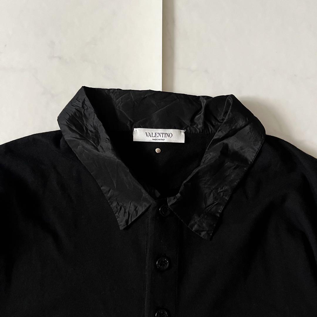 現行 VALENTINO ポロシャツ 半袖 シャツ スタッズ 黒 L 異素材