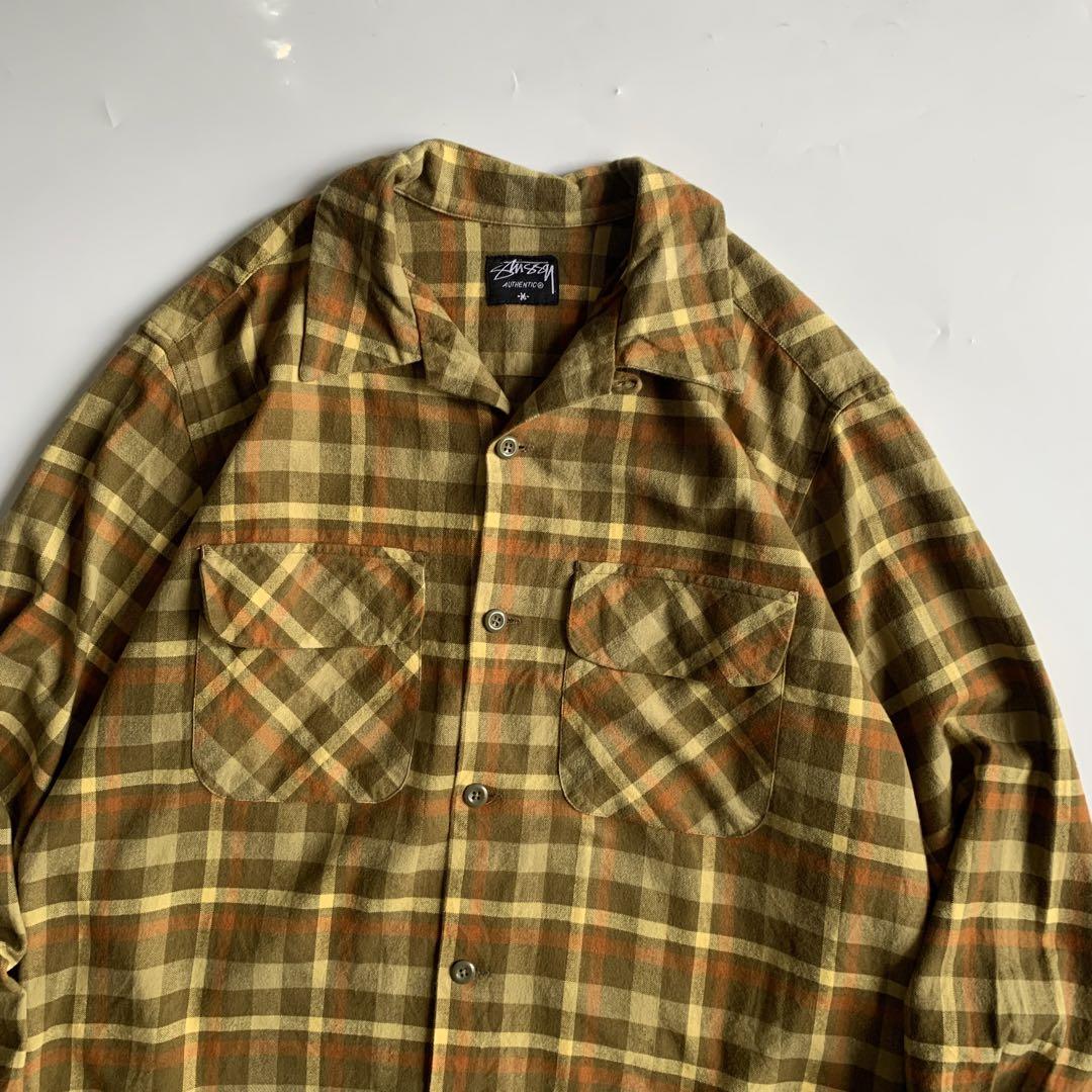 00s OLDSTUSSY オープンカラーシャツ　ネルシャツ