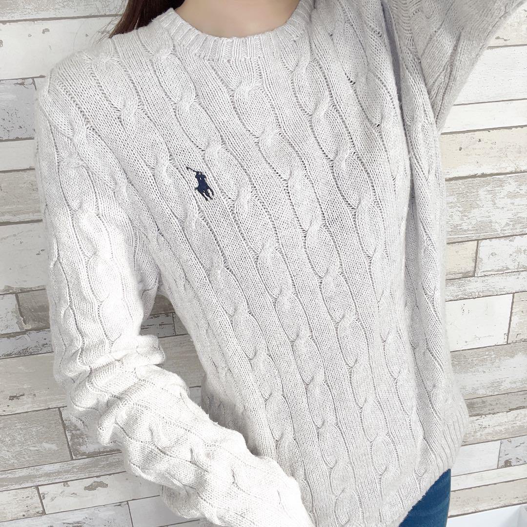 ✨️ライトグレー✨️ POLO ラルフローレン ケーブルニット セーター