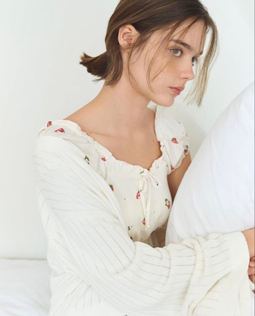 [ジェラート ピケ] いちご柄カップインフリルプルオーバー　ルームウェア ジェラート ピケ