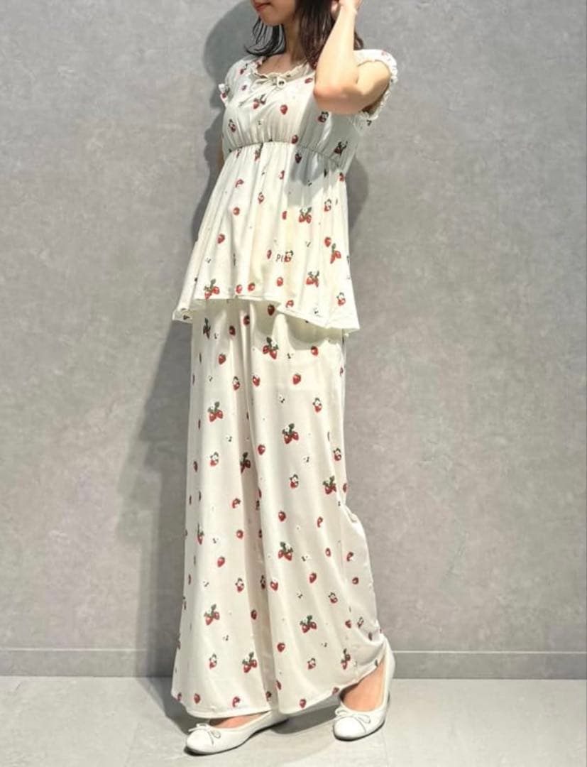 [ジェラート ピケ] いちご柄カップインフリルプルオーバー　ルームウェア ジェラート ピケ