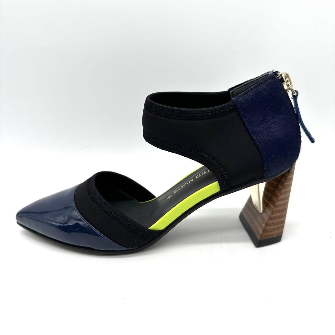 〈極美品〉UNITED NUDE 【22.5】ストラップ パンプス ネイビー