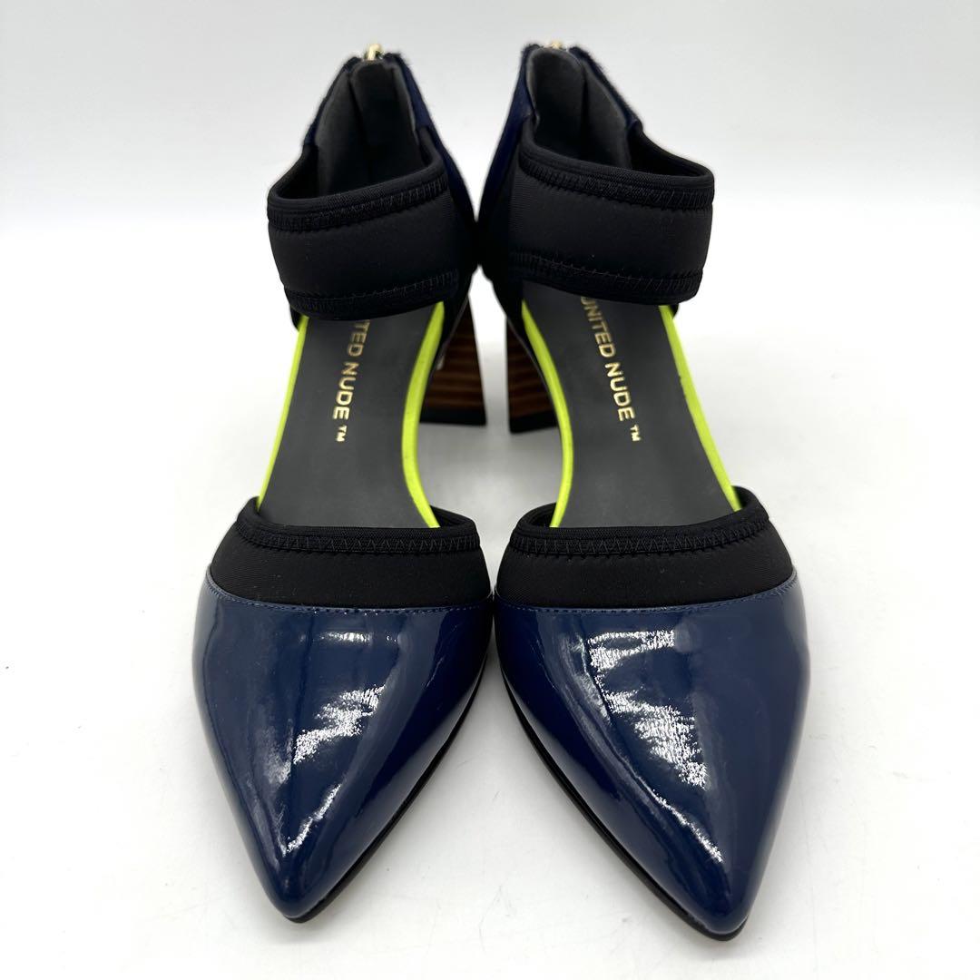 〈極美品〉UNITED NUDE 【22.5】ストラップ パンプス ネイビー