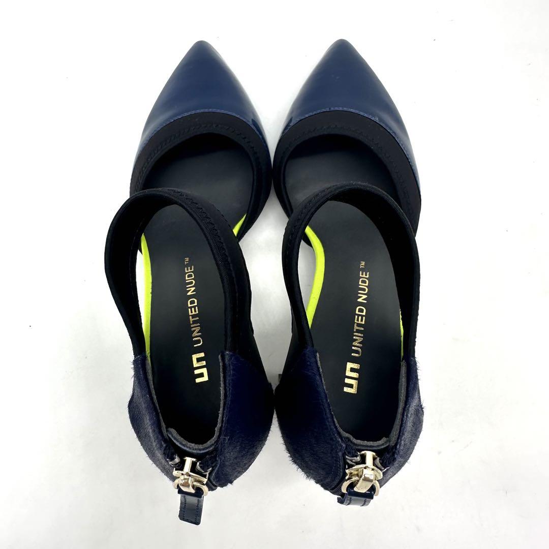 〈極美品〉UNITED NUDE 【22.5】ストラップ パンプス ネイビー