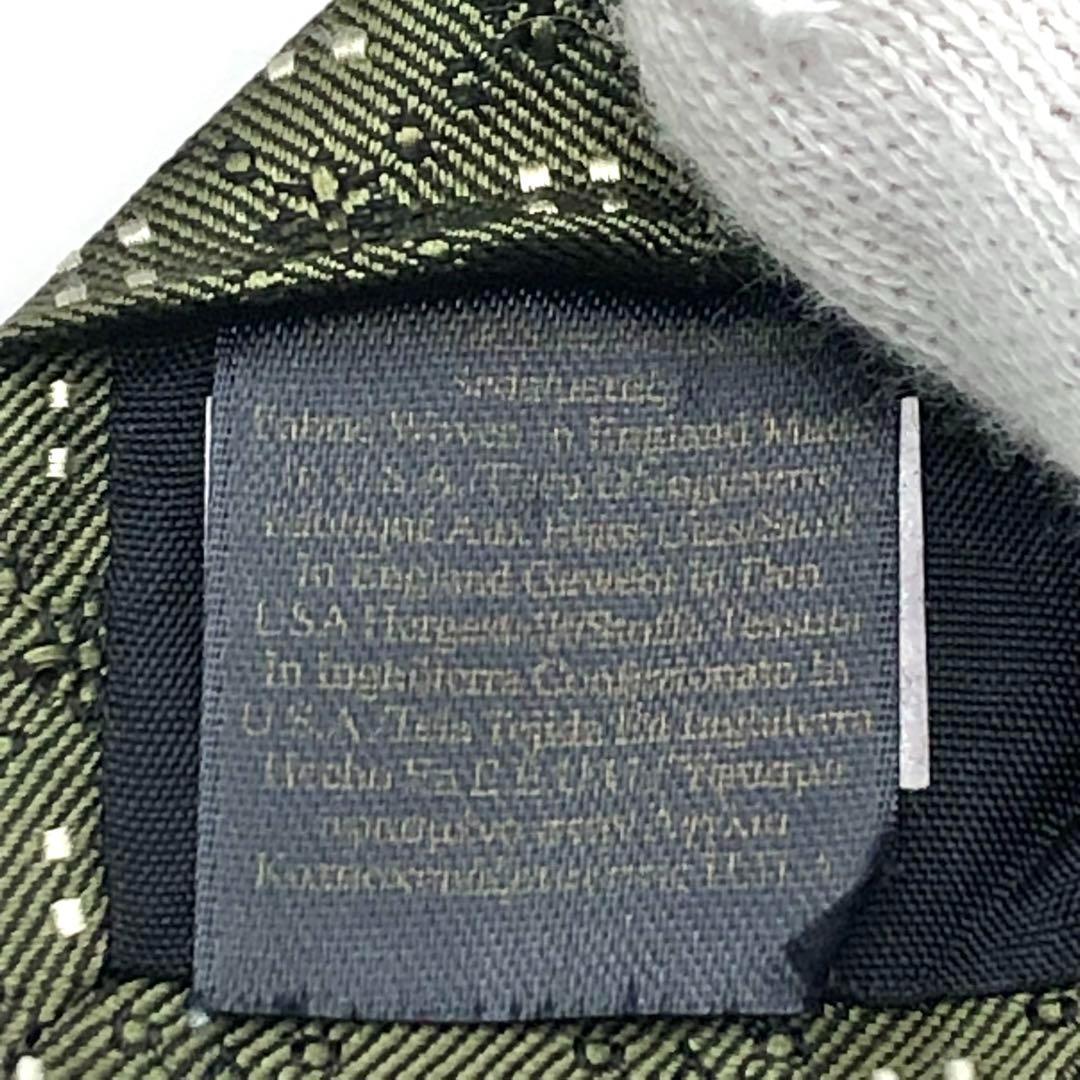 【美品】Brooks Brothers ネクタイ 小紋柄 緑系 カーキ 米国製