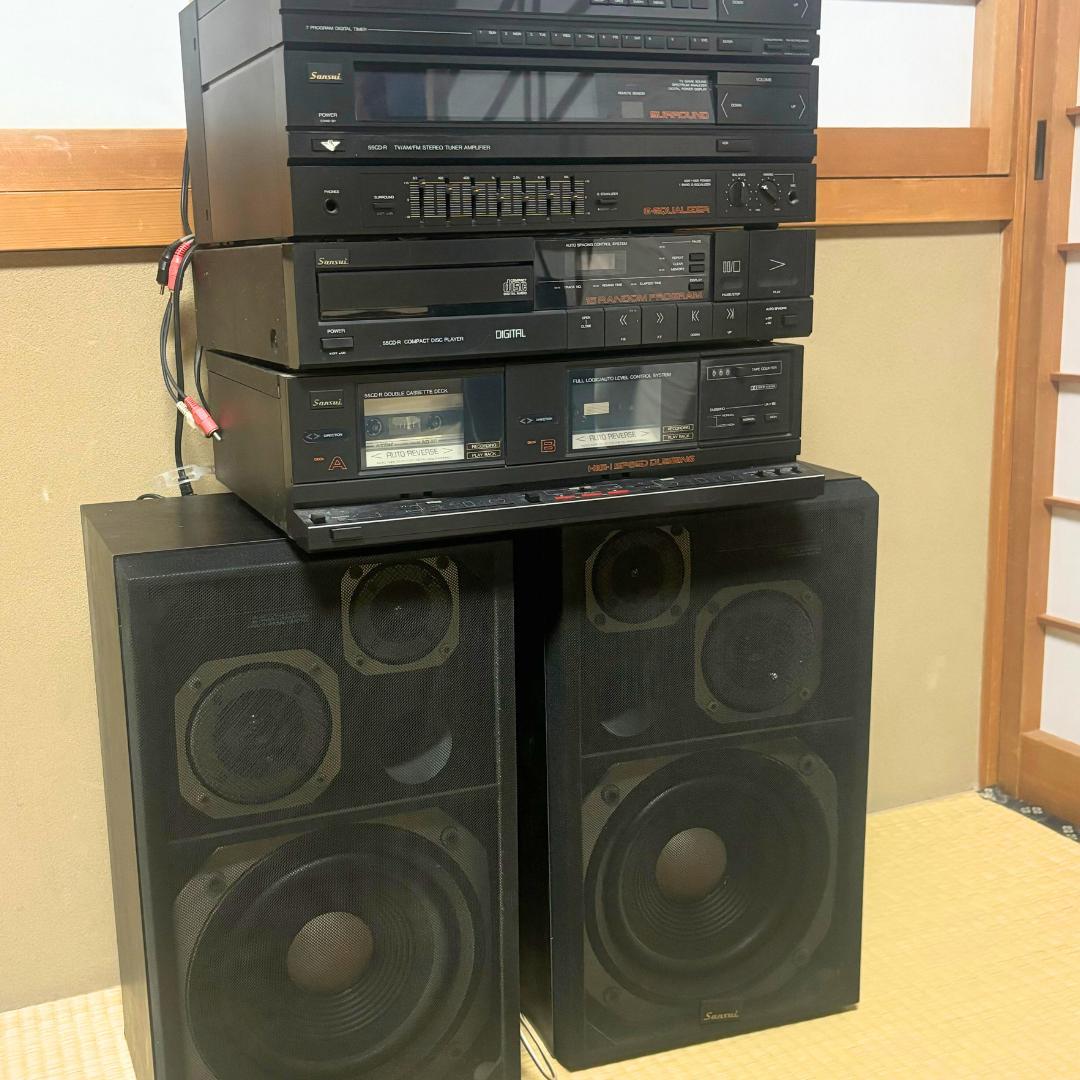 美品  Sansui】ステレオ カセットプレーヤー アンプ ラジオ・コンポ