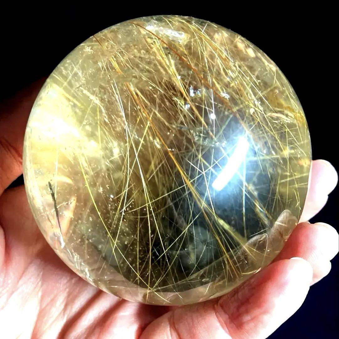 超大玉　65mm ゴールドルチルクォーツ　金針水晶　パワーストーン