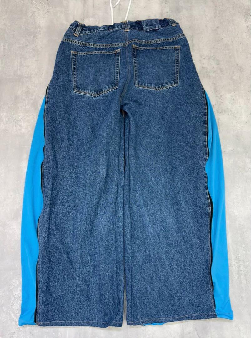 【希少】トラックパンツ デニムパンツ 再構築 リメイクデニムパンツ 希少】トラックパンツ デニムパンツ 再構築 リメイクデニム