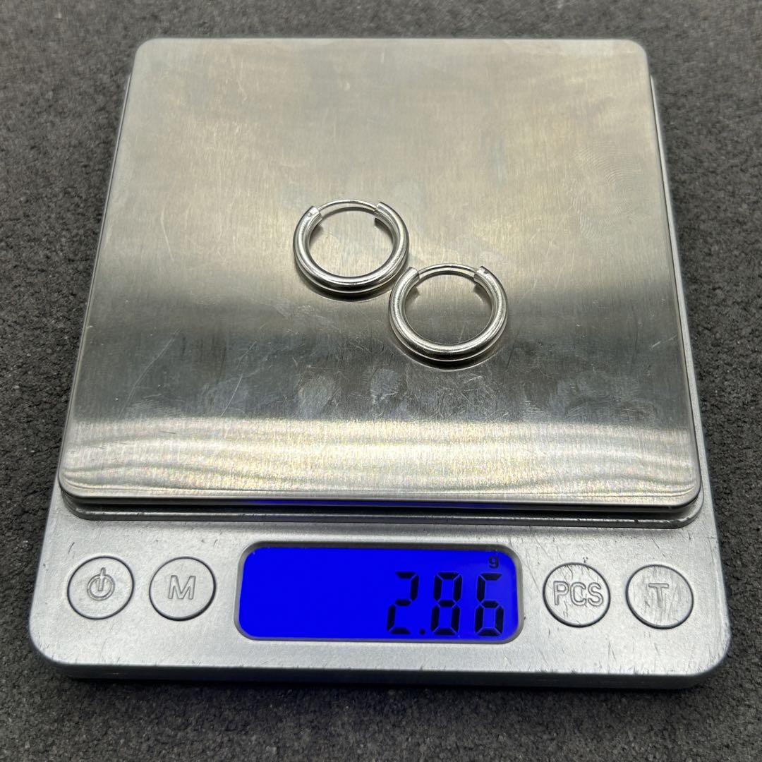シルバー925 Silver シンプルフープピアス 20mm/軽研磨仕上げ/両耳