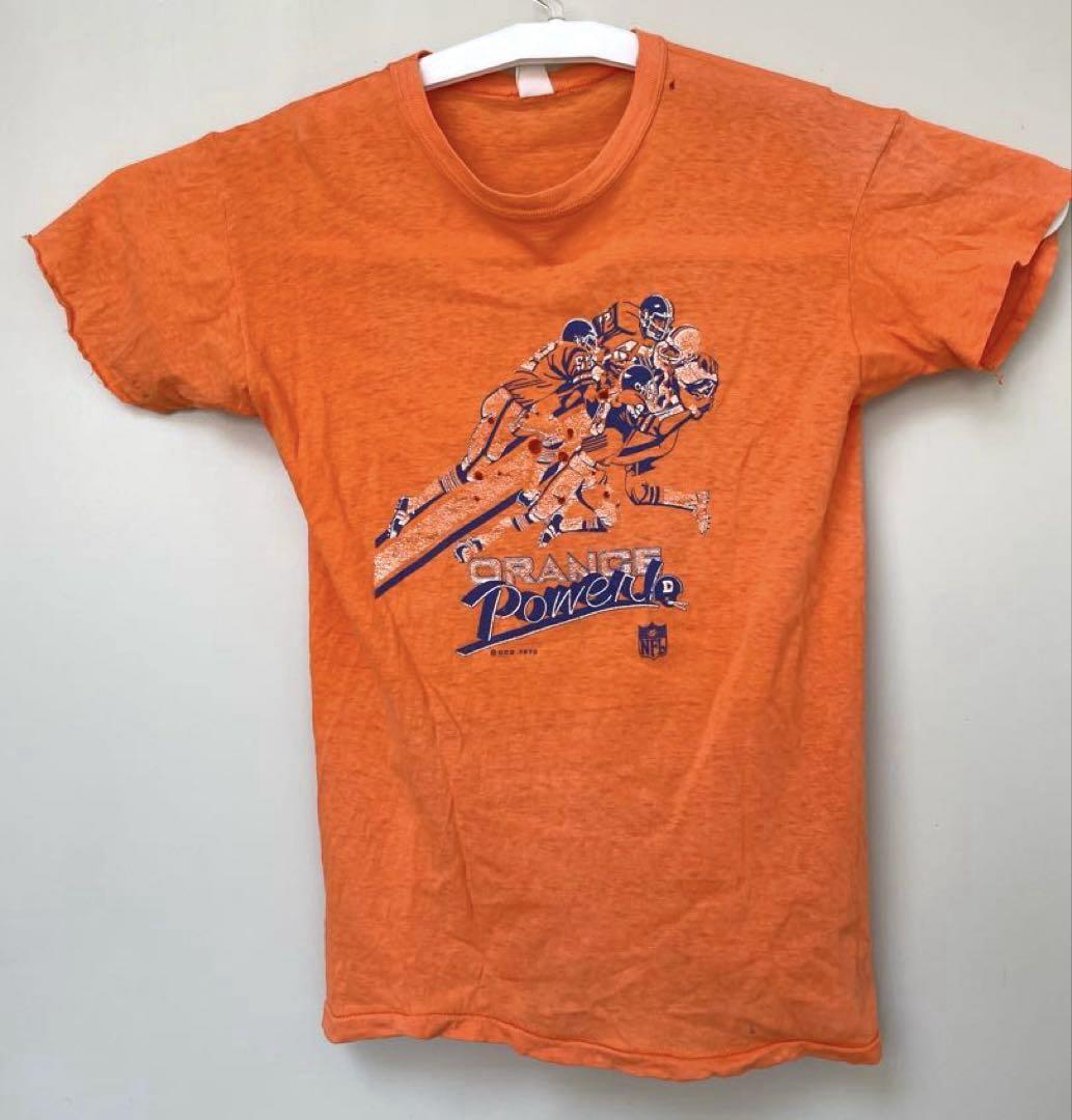 【襤褸 NFL 70s ビンテージ Tシャツ】 orange Power