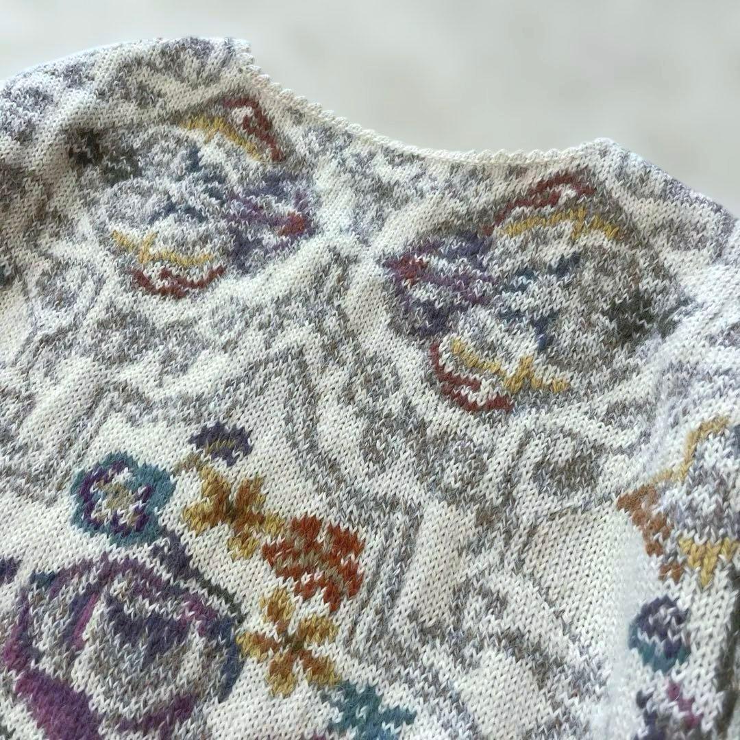 美品✨millma アルパカ100% ボリビア製 ニット カーディガン 花総柄 美品✨millma アルパカ100% ボリビア製 ニット カーディガン 花総柄