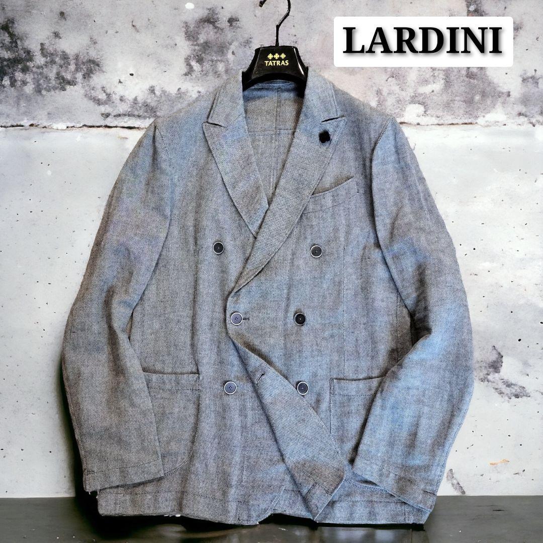 美品☆LARDINI テーラードジャケット 最高級リネン麻 ダブルブレスト 48