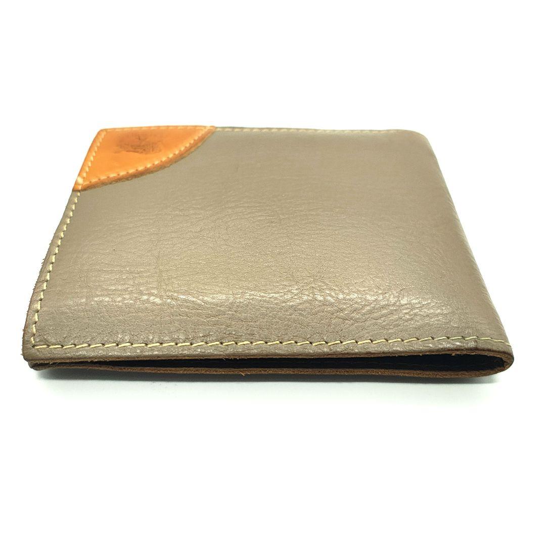 美品 イルビゾンテ 二つ折り財布 レザー グレー IL BISONTE 美品 イルビゾンテ 二つ折り財布 レザー グレー IL BISONTE