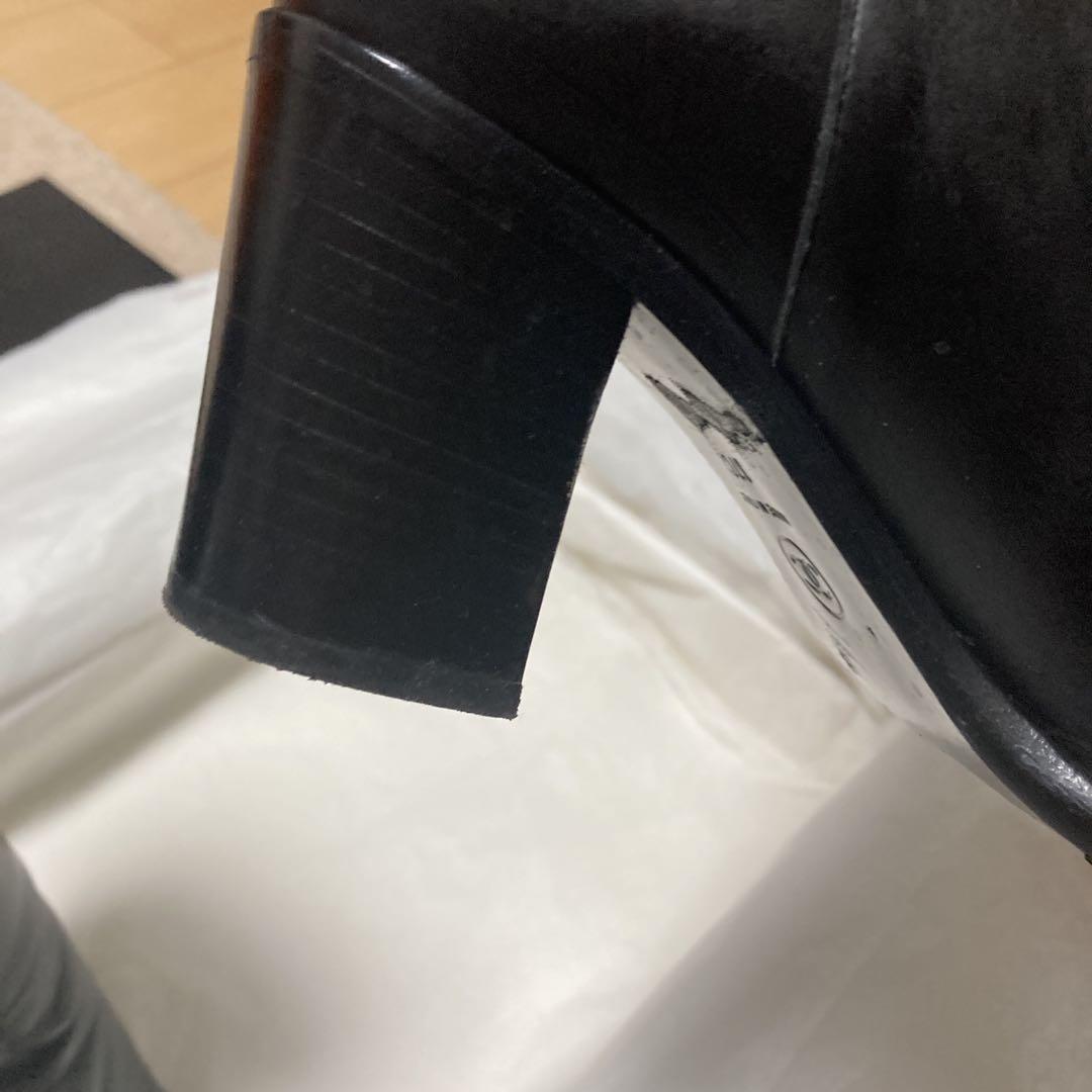 シャネル ロングブーツ 黒 レザー