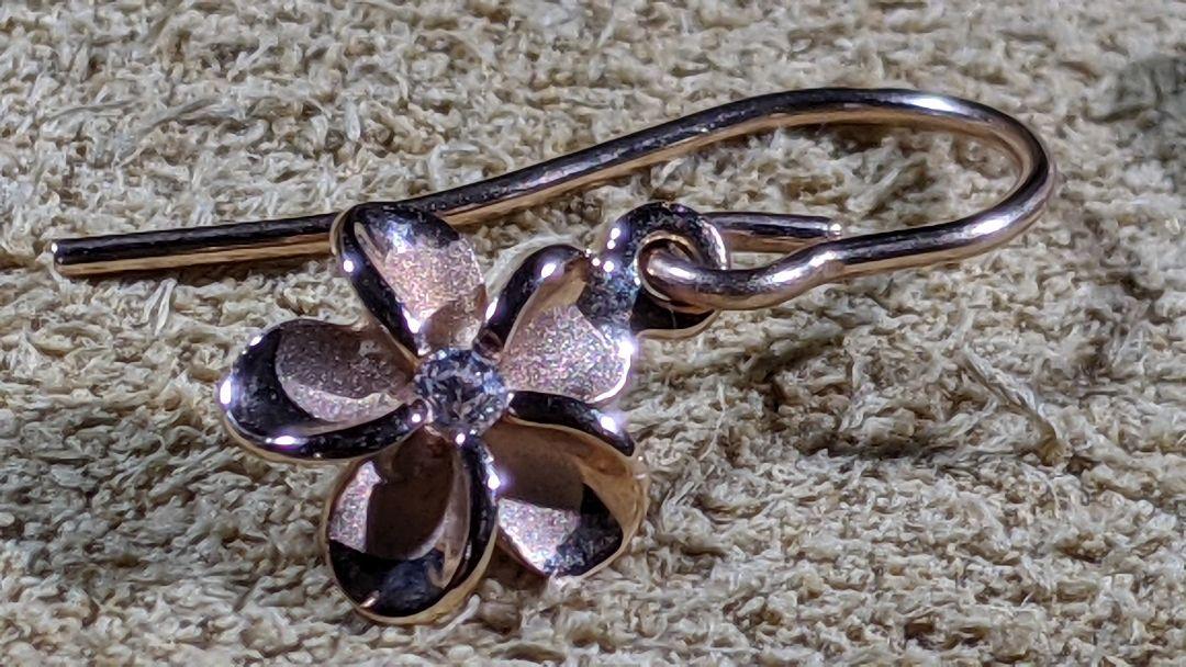 きのこない﹛ 14K Hawaiianプルメリア フック ピアス H30GY-m35611534240 PG Cz かいスレ