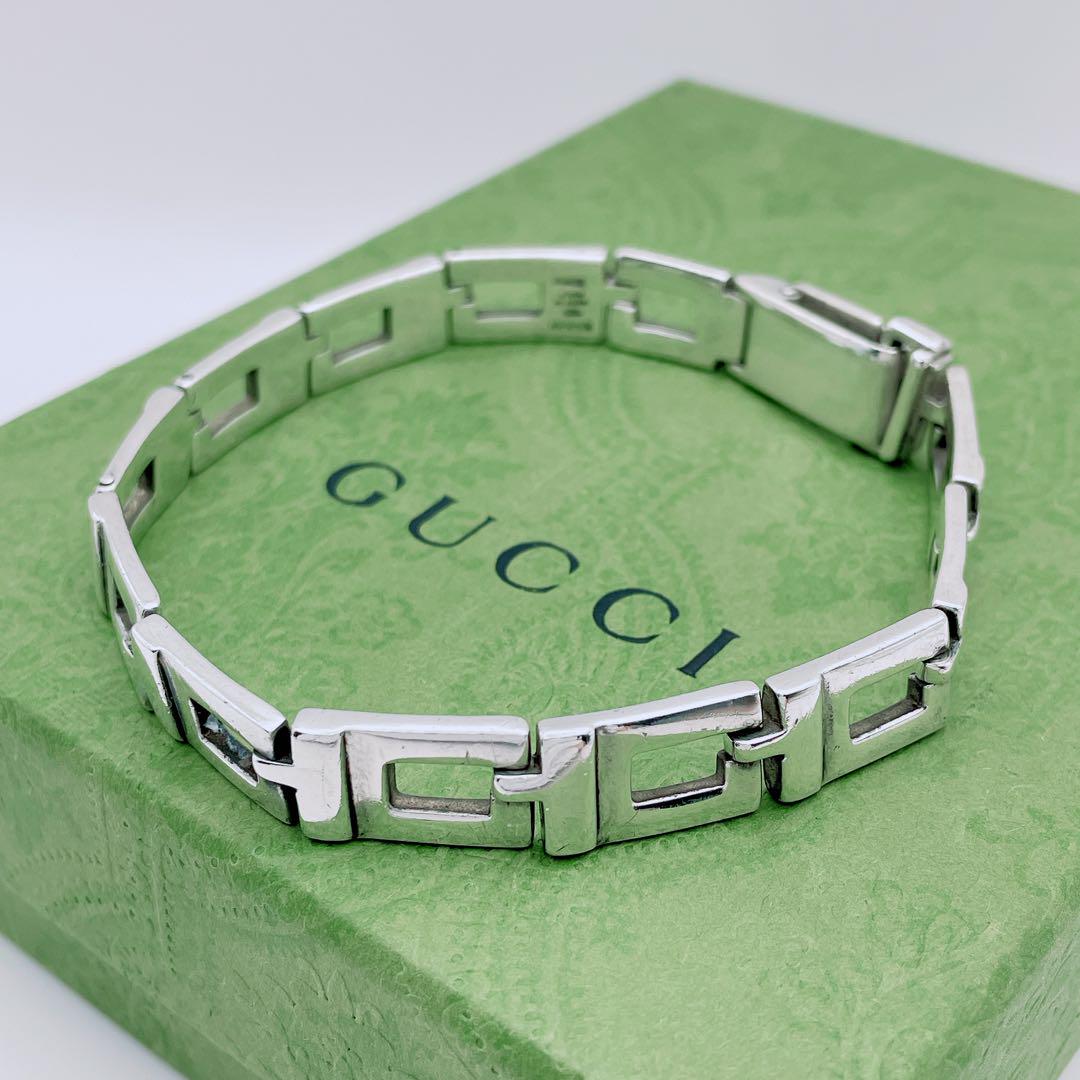 GUCCI ブレスレット　スクエアG リンク　チェーン　シルバー　シェイプ