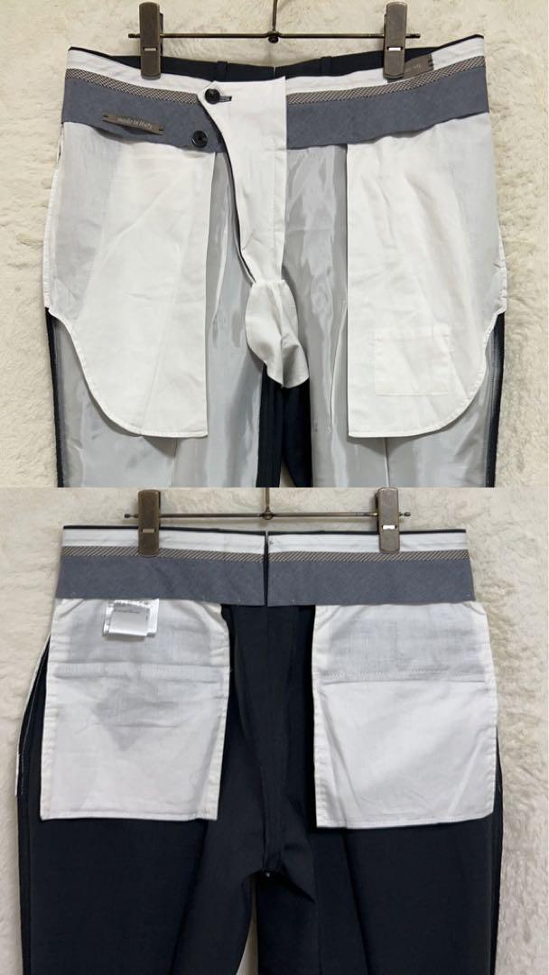 新品未使用】春夏物 CARUSO ウール パンツ 48 L 83cm 濃グレー