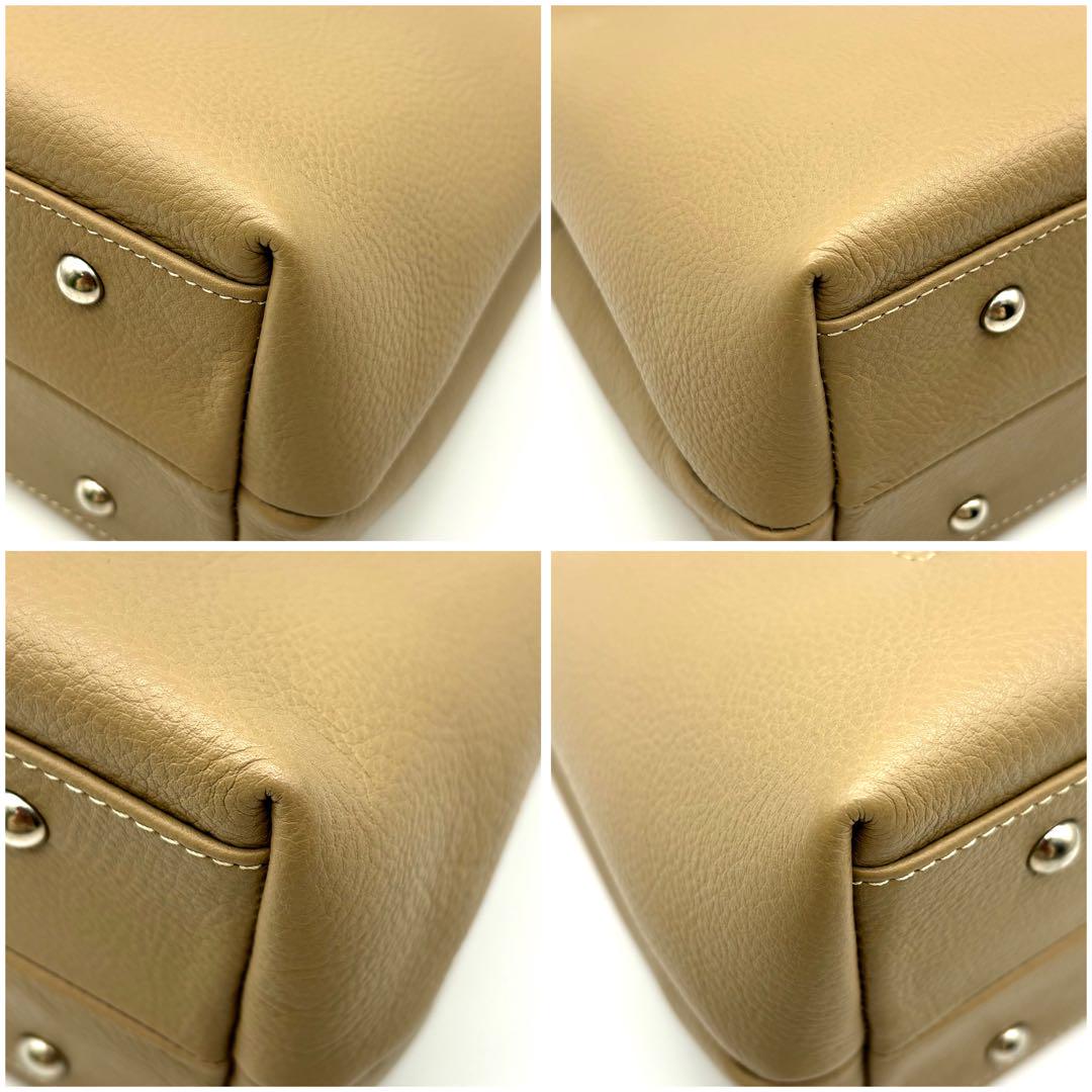 新品同様 Kitamura2 キタムラK2 牛革 ハンドバッグ ベージュ