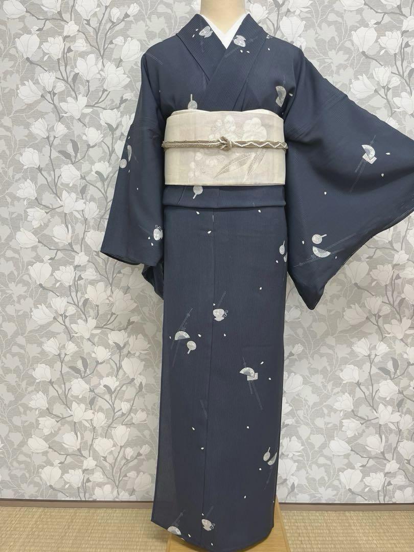 正絹 夏きもの 竪絽小紋(未使用品)