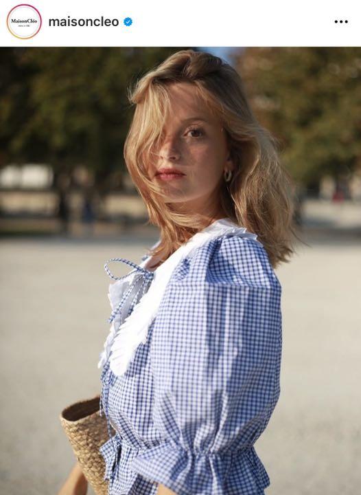 新品超激得 maison cleo gingham check blouse ♡ SKgTX-m35625612835 低価最新品