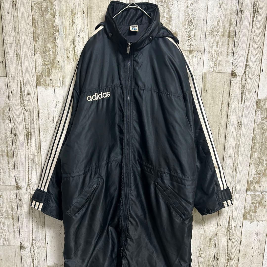 アディダス デサント製 ベンチコート ダウンコート ブラック LL adidas