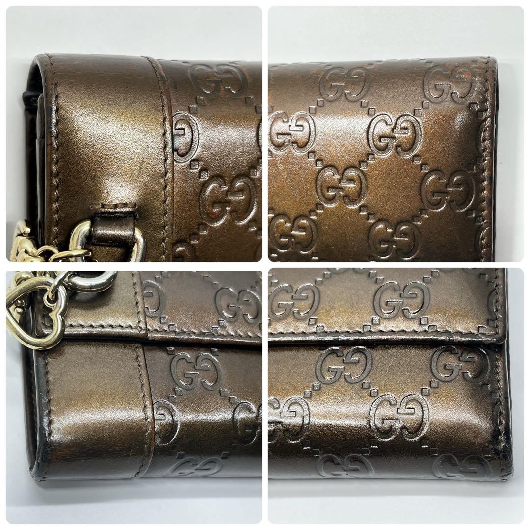 GUCCI グッチ　長財布　シマ ハートビット GG