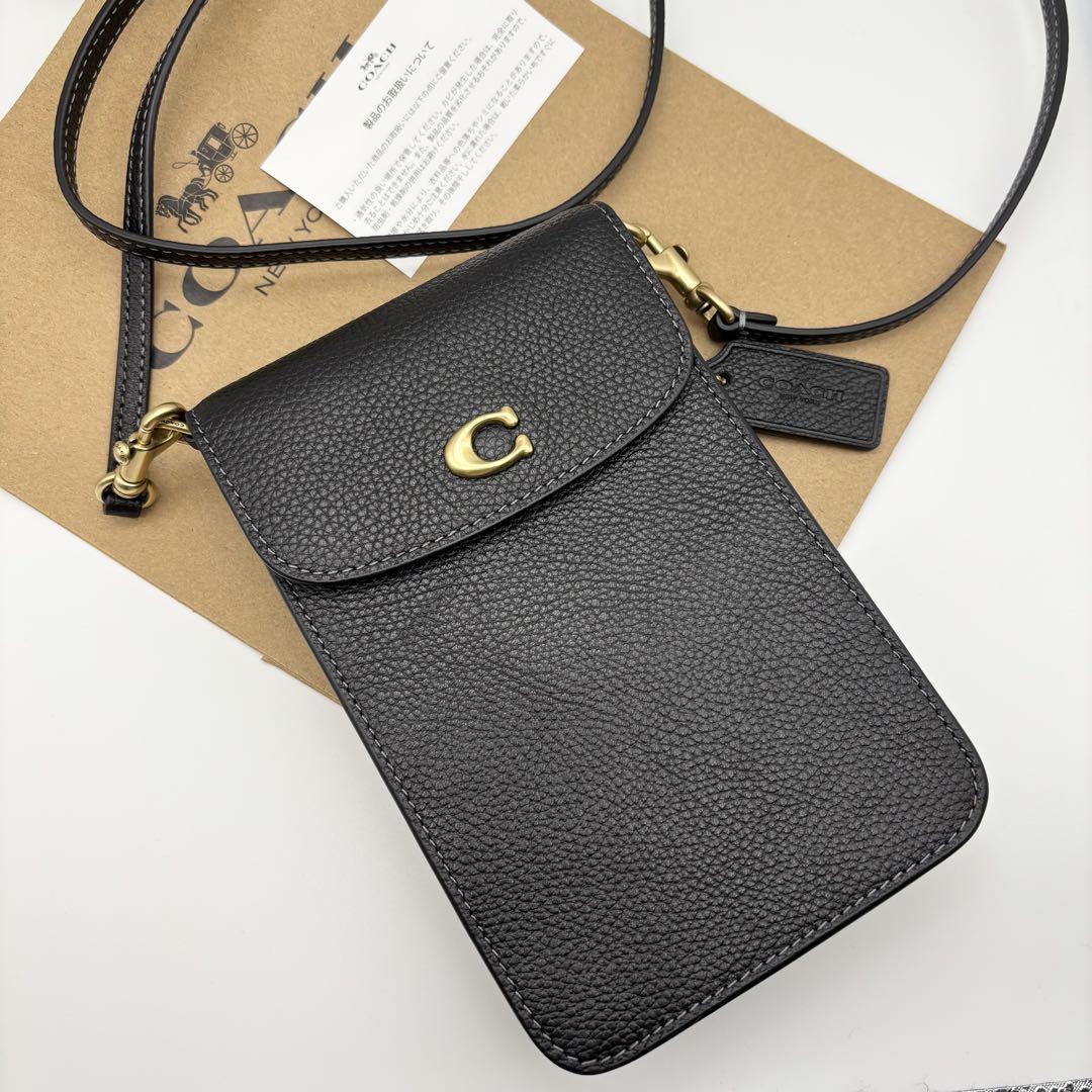 【COACH☆新品】フォーン クロスボディ！ブラック！スマホショルダー