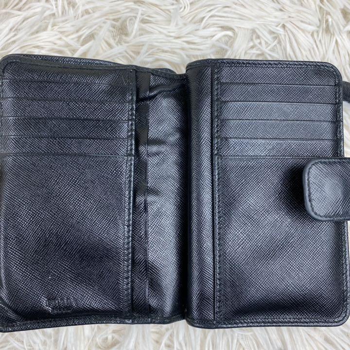 正規品特価 美品 PRADA 折り財布 サフィアーノ レザー ブラック amyQE-m35634280062 国内最安値