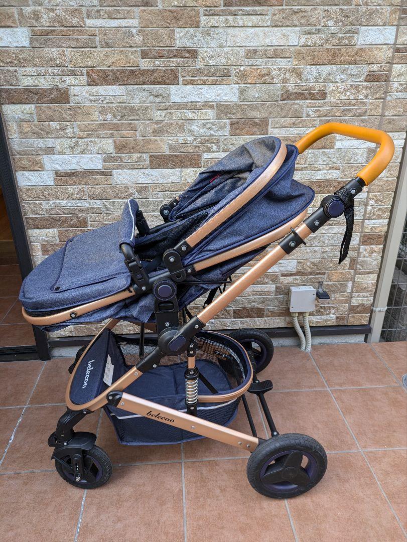 タイムセール中！belecco ベビーカー　チャイルドシートセットネイビー