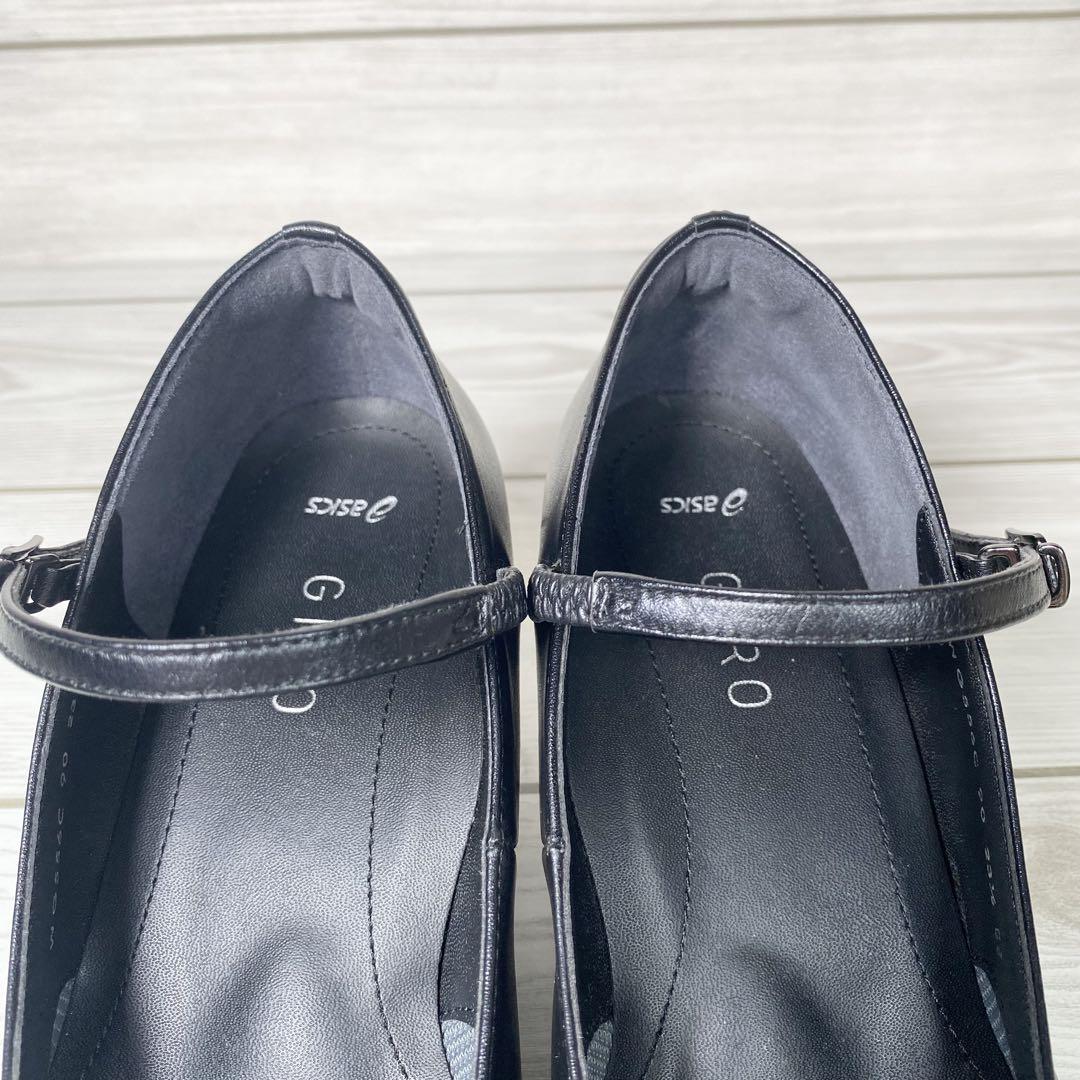 1121【美品】アシックスウォーキングジーロ ストラップ 黒 23.5 EE