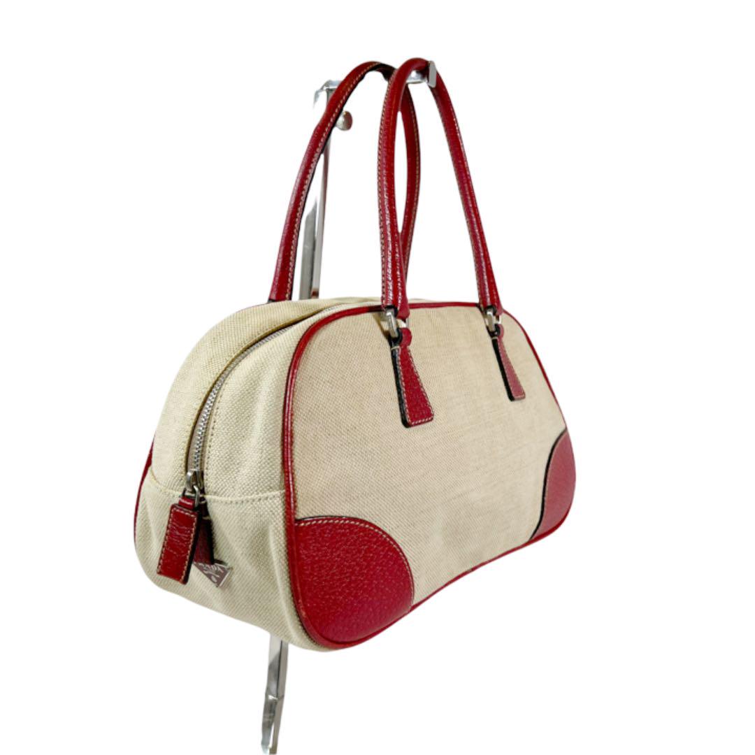 アウトレット☆送料無料】 赤 ミニボストンバッグ キャンバス プラダ 上質仕様 【未使用】PRADA プラダ 2wayミニボストンバッグ ブラック ショルダーバッグ