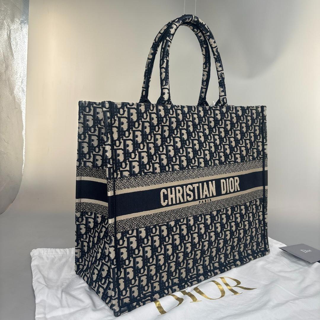 CHRISTIAN DIOR トートバッグ ネイビー/ベージュ CHRISTIAN DIOR トートバッグ ネイビー/ベージュ