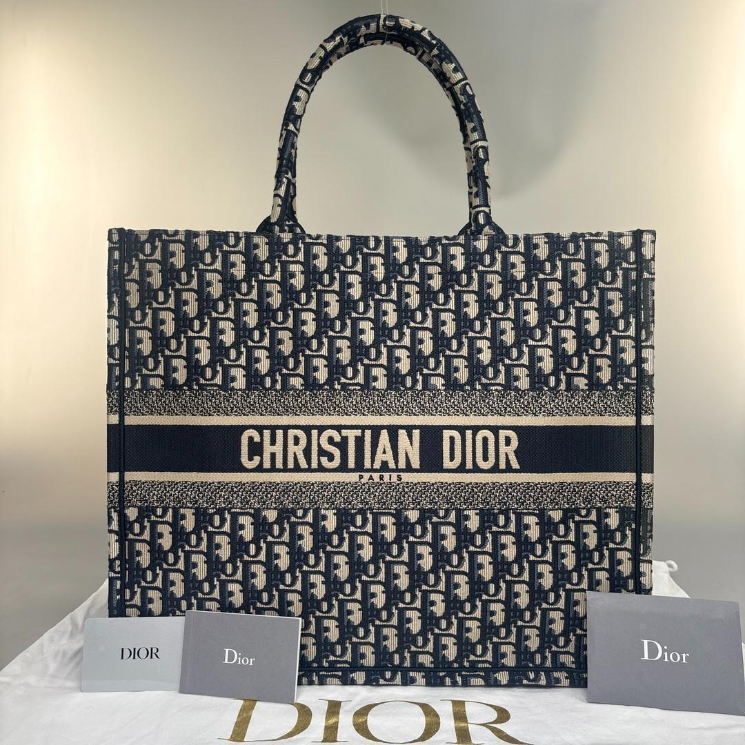 CHRISTIAN DIOR トートバッグ ネイビー/ベージュ CHRISTIAN DIOR トートバッグ ネイビー/ベージュ